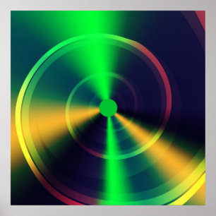 Affiche Trippy Abstrait Super Green Swirl Fractal Art