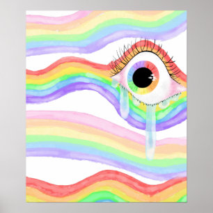 Affiche Trippy Artistic Rainbow Eye avec larme