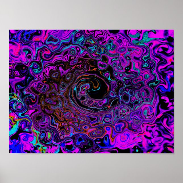 Affiche Trippy Black et Magenta Retro Liquid Swirl (Devant)