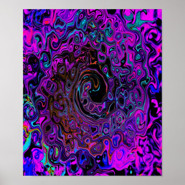 Affiche Trippy Black et Magenta Retro Liquid Swirl (Devant)