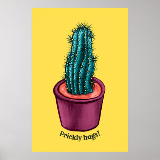 Affiche Trippy Cactus Pot Funny Psychedelic Prickly Hugs