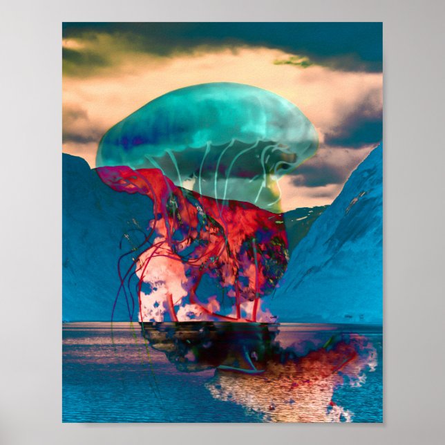 Affiche Trippy Funky Jellyfish Art Print (Devant)