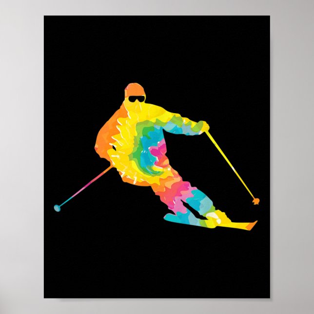 Affiche Trippy Rainbow Hippie - Cravate-dye Skiing (Devant)