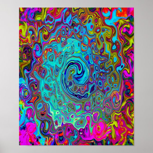 Affiche Trippy Sky Blue Abstrait Retro Liquid Swirl (Devant)