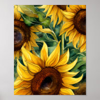 Triptyque de tournesol doré