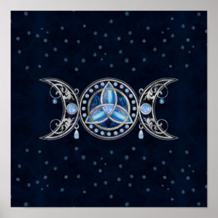 Affiche Triquetra Triple Moon Ornement en pierre de lune