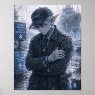 Affiche Tristesse / Gardien de sécurité / Port abandonné