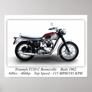 Affiche Triumph T120C Bonneville Motorcycle - A3 Impressio