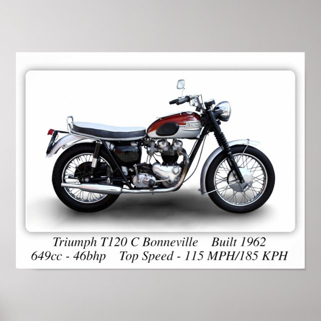 Affiche Triumph T120C Bonneville Motorcycle - A3 Impressio (Devant)