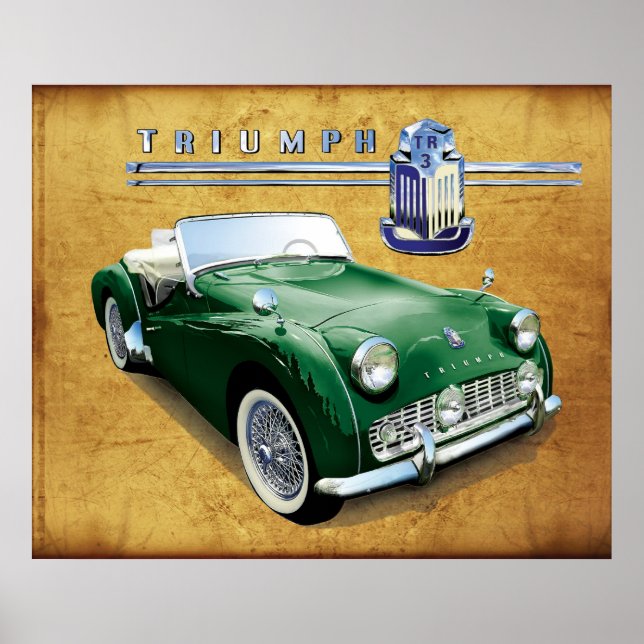 Affiche Triumph TR3 roadster vintage (Devant)