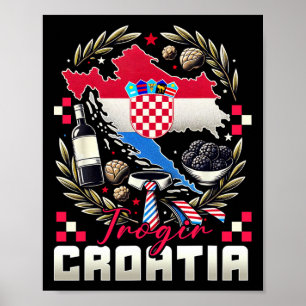 Affiche Trogir Croatie Souvenir Drapeau Croate Carte 