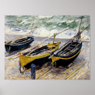 Affiche Trois bateaux de pêche
