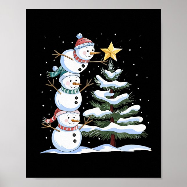 Affiche Trois bonshommes de neige arrangent un arbre de No (Devant)