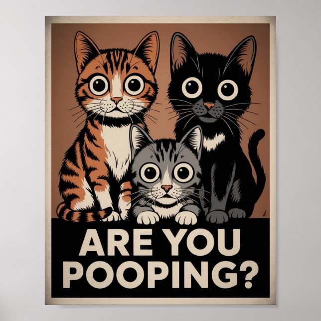 Affiche trois chats et une question Poopez-vous ? Chat drô (Devant)