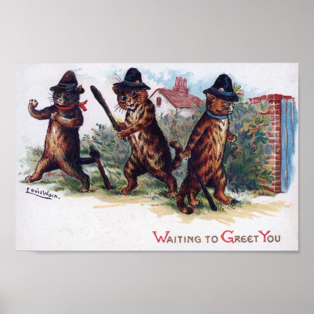 Affiche Trois chats gingembre, Louis Wain (Devant)