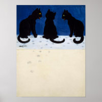Trois chats noirs dans la neige par Louis Wain