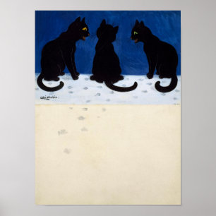 Affiche Trois chats noirs dans la neige par Louis Wain
