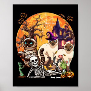 Affiche Trois chats siamois Horreur Cosplay Sorcière Hallo