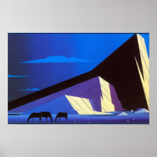 Affiche Trois Chevaux - 1987; États-Unis Eyvind Earle