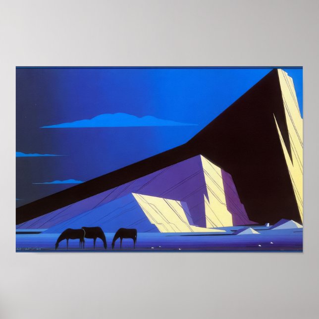 Affiche Trois Chevaux - 1987; États-Unis  Eyvind Earle (Devant)
