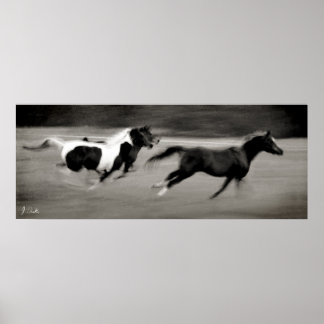 Affiche Trois chevaux galopants