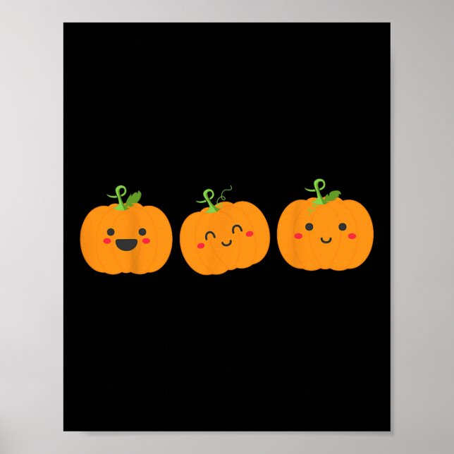 Affiche Trois citrouilles mignons pour enfants halloween e (Devant)