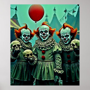 Affiche Trois Clowns Déplaisants Crâne conception de la pe