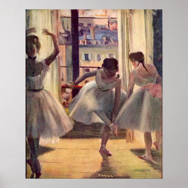 Affiche Trois danseuses dans une salle de gym par Edgar De (Devant)