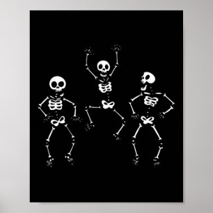 Affiche Trois Dansons Drôle Skeletons Halloween