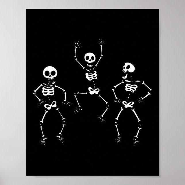 Affiche Trois Dansons Drôle Skeletons Halloween (Devant)