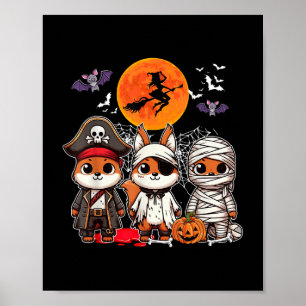 Affiche Trois Écureuils Drôle Costume Pirate Boo Mummy Hal