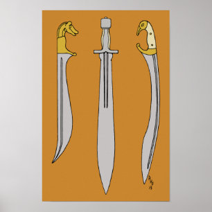 Affiche Trois épées grecques antiques