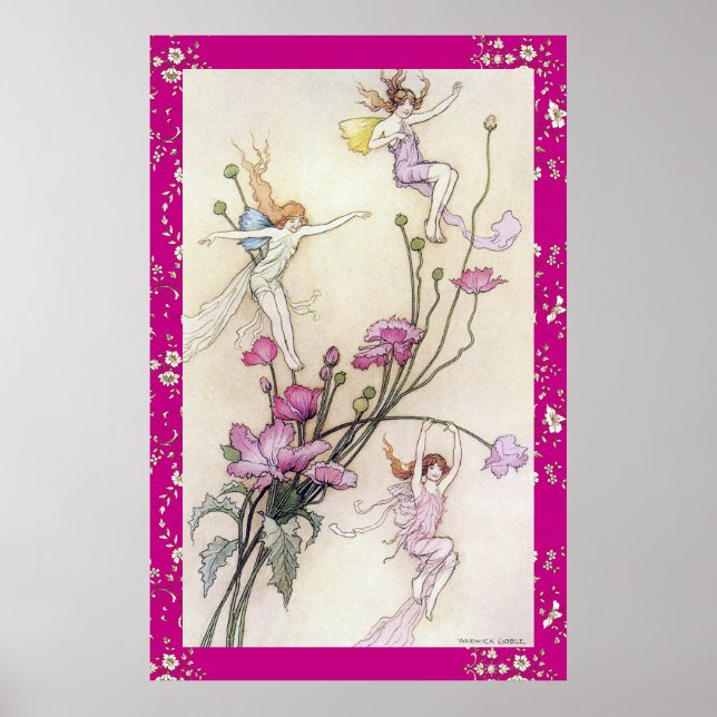 Affiche Trois fées pleines de joie par Warwick Goble (Devant)