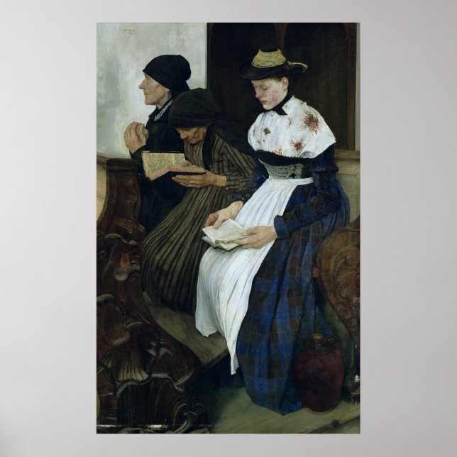 Affiche Trois femmes dans l'église, 1882 (Devant)