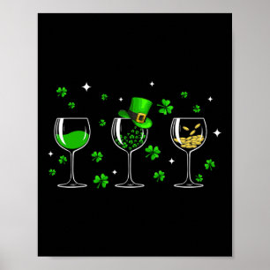 Affiche Trois Gants Vin Clover Shamrock St Patrick Day Iri