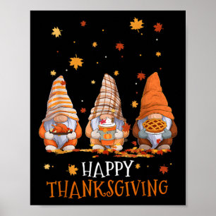 Affiche Trois Gnomes Jour Bon thanksgiving Automne Automne