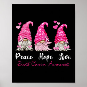 Affiche Trois Gnomes Paix Espoir Amour Cancer du sein