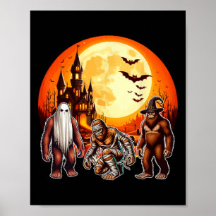 Affiche Trois Halloween Bigfoots Horror Boo Ghost Witch Mu