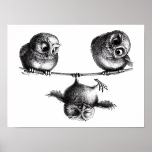 Affiche Trois Hiboux