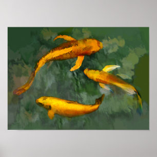 Affiche Trois kois dans une fontaine