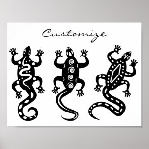 Affiche Trois Lizards noirs style Thunder_Cove sud-ouest
