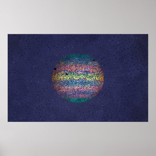 Affiche Trois lunes diffusent des ombres sur Jupiter (Devant)