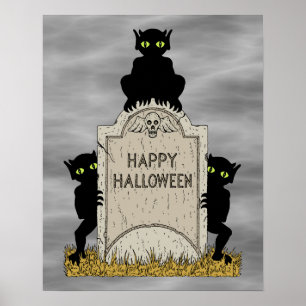Affiche Trois lutins Joyeux Halloween