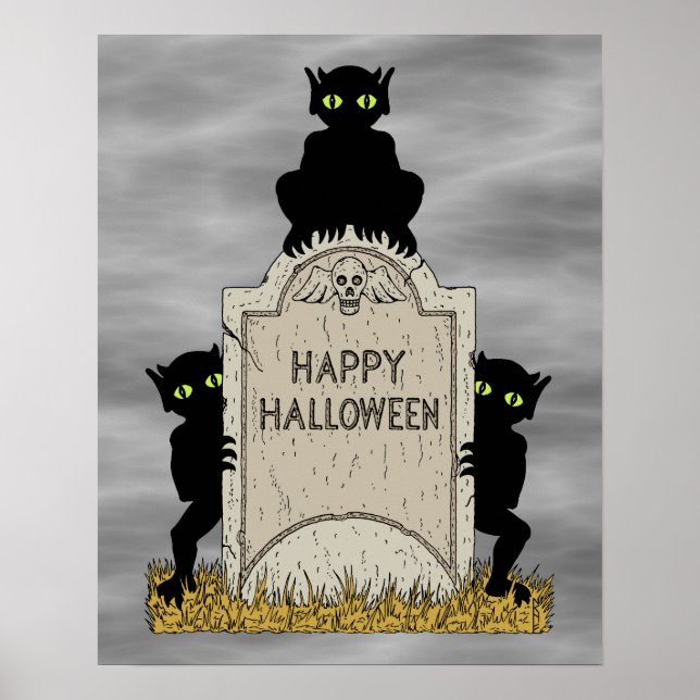 Affiche Trois lutins Joyeux Halloween (Devant)