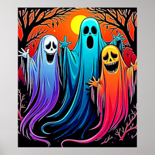 Affiche Trois modèles Éffrayants d'Halloween