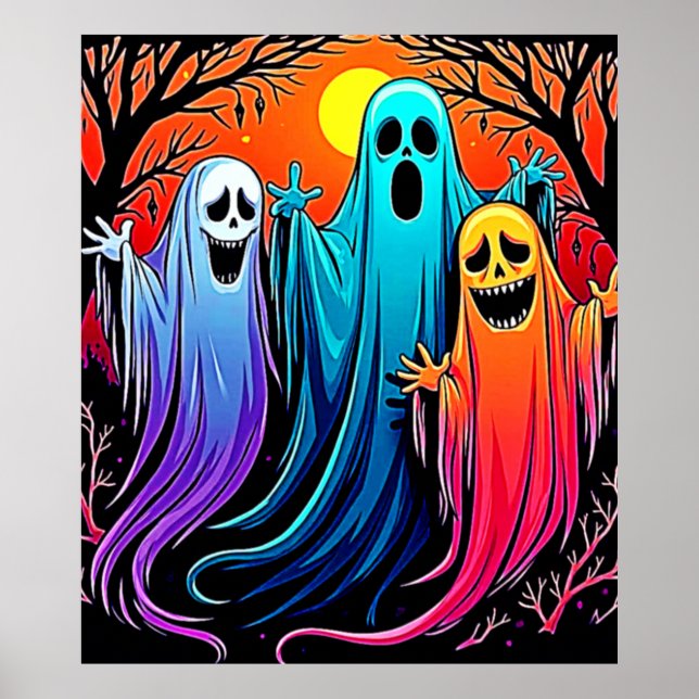 Affiche Trois modèles Éffrayants d'Halloween (Devant)