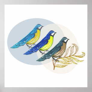 Affiche Trois Oiseaux