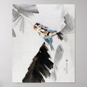 Affiche Trois oiseaux sur Branche, Watanabe Seitei