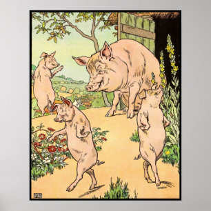 Affiche Trois Petits Cochons : Elle Les A Envoyés