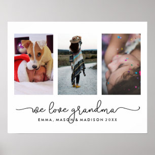 Affiche Trois photos et typographie Nous aimons grand-mè